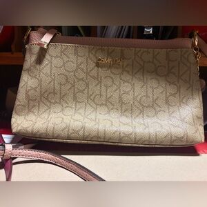 Calvin Klein Brown Monogram Crossbody Bag. Like new.